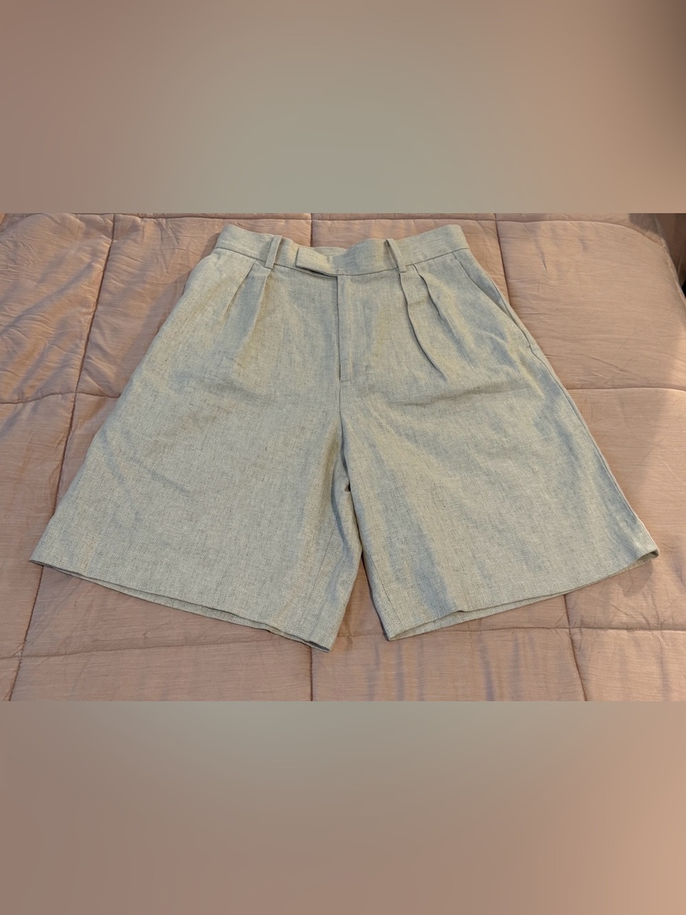Banana Republic Factory High-Waist Light Tan Wide-Leg Women’s Linen/Cotton Short